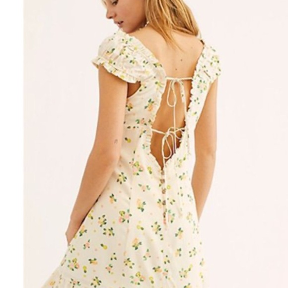 Free People Like A Lady Citrus Floral Mini Dress Size Medium - Picture 2 of 10